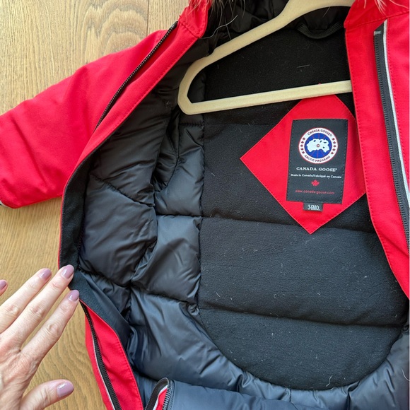 Canada Goose Red Infant Snowsuit with Black Lining - Picture 3 of 4